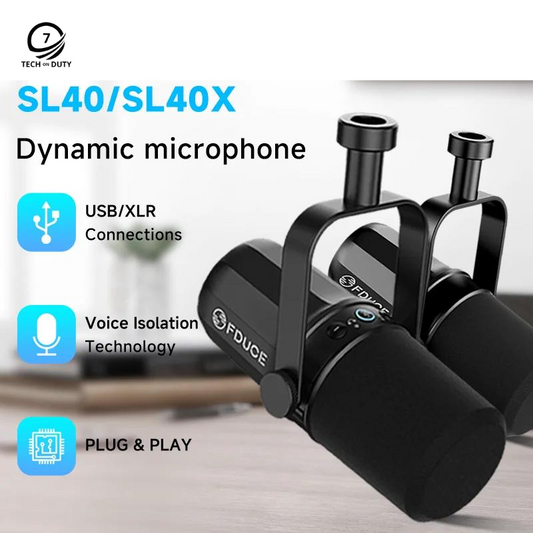 Microfone dinâmico FDUCE SL40X/SL40 USB/XLR com saída de fone de ouvido integrada e isolamento acústico