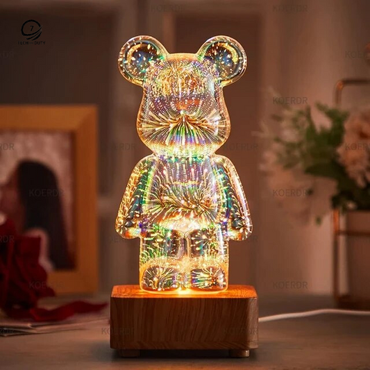 LED 3D Bear Firework Night Light USB