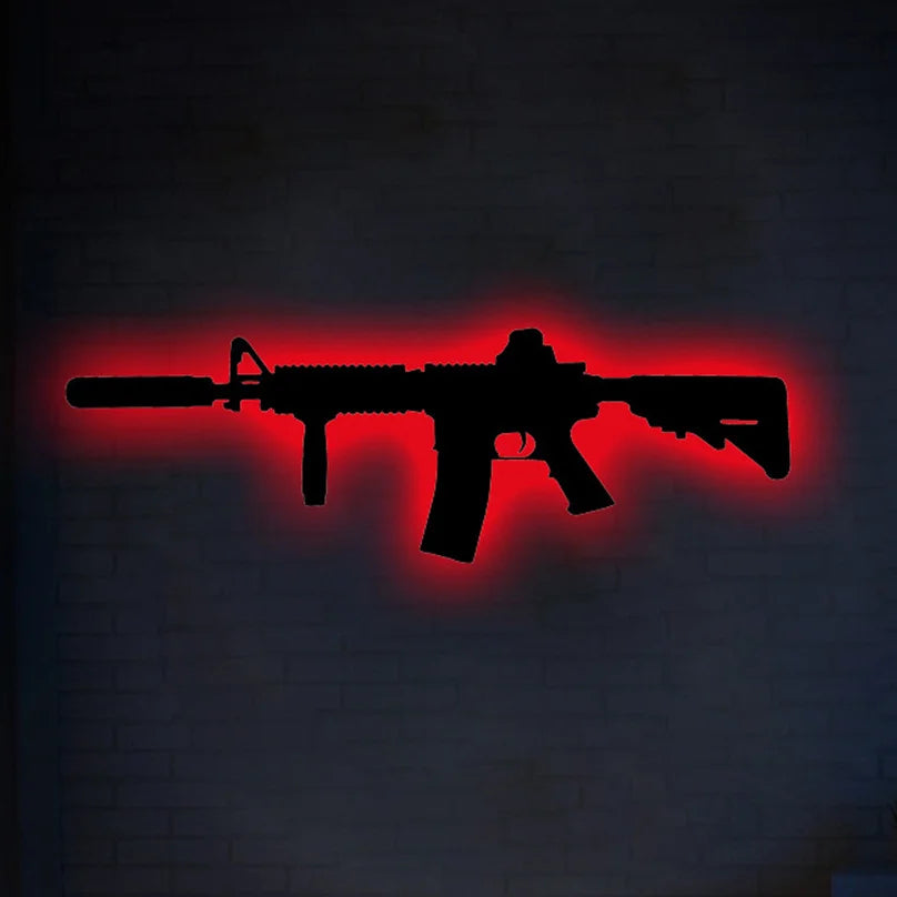Silhouette Gun Neon Sign