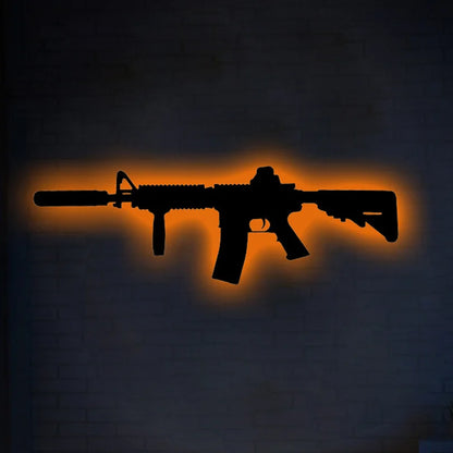 Silhouette Gun Neon Sign
